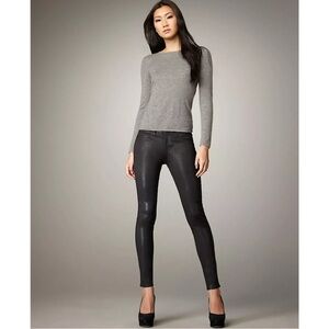 J Brand Mid Rise Super Skinny Slickly Coated Size 26